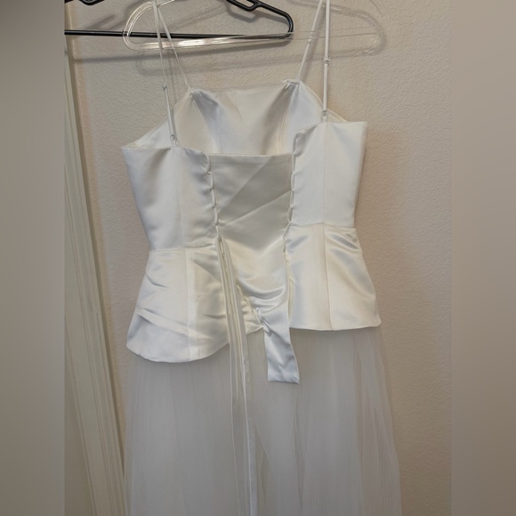 Peplum Wedding Dress w/ Pleated Tulle Skirt - Picture 5 of 6
